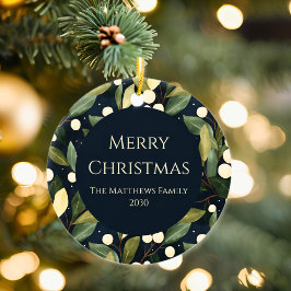 Elegant Snowberry Christmas Photo セラミックオーナメント