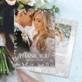 Elegant Snowflake 2-Photo Winter Wedding Thank You サンキューカード