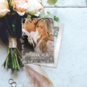 Elegant Snowflake 2-Photo Winter Wedding Thank You サンキューカード