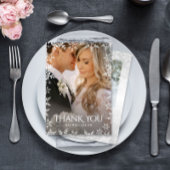 Elegant Snowflake 2-Photo Winter Wedding Thank You サンキューカード