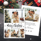 Elegant Snowflake 4 Photo Collage Christmas シーズンカード