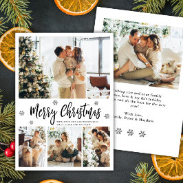 Elegant Snowflake 4 Photo Collage Christmas シーズンカード