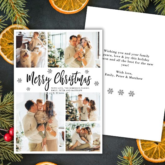 Elegant Snowflake 5 Photo Collage Christmas    シーズンカード