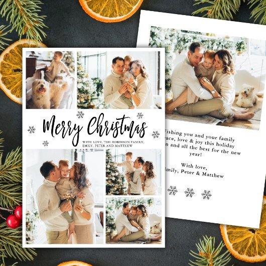 Elegant Snowflake 5 Photo Collage Christmas    シーズンカード
