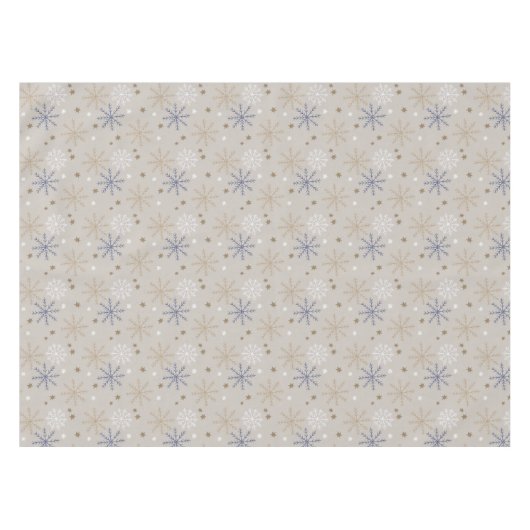 Elegant Snowflake Pattern Beige テーブルクロス (正面(横))
