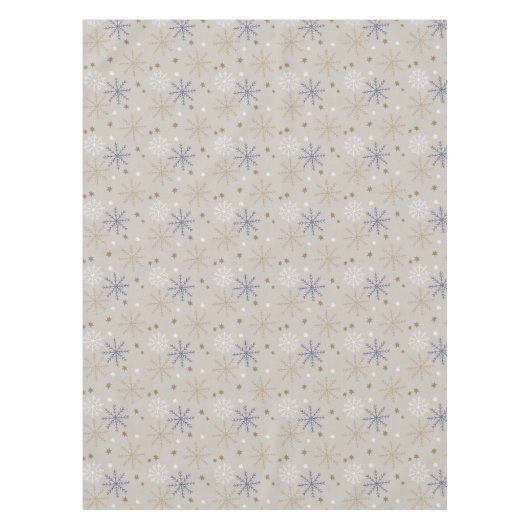 Elegant Snowflake Pattern Beige テーブルクロス (正面)