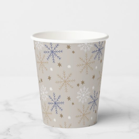 Elegant Snowflake Pattern Beige  紙コップ (裏面)