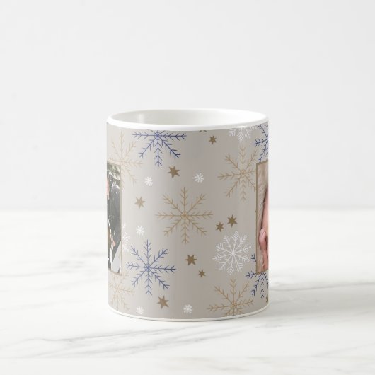 Elegant Snowflake Pattern Beige 2 Photo  コーヒーマグカップ (中央)