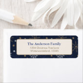 Elegant Snowflake Pattern  Dark Blue ラベル (インサイチュ)