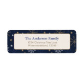 Elegant Snowflake Pattern  Dark Blue ラベル (正面)