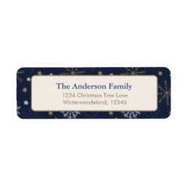 Elegant Snowflake Pattern  Dark Blue ラベル