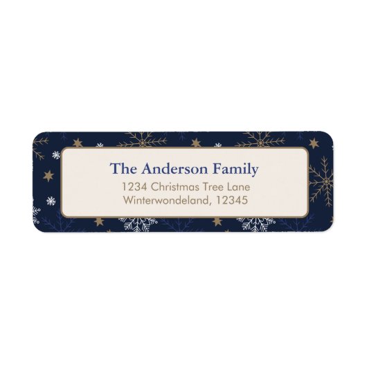 Elegant Snowflake Pattern  Dark Blue ラベル (正面)