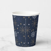 Elegant Snowflake Pattern Dark Blue 紙コップ (右)