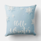 Elegant Snowflake Pillow in Soft Blue クッション (裏面)