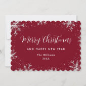 Elegant Snowflake Red Botanical シーズンカード (正面)