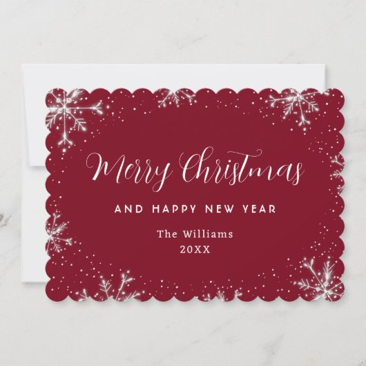 Elegant Snowflake Red Botanical シーズンカード (正面)