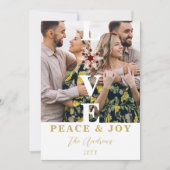 Elegant Snowflake Red & Faux Gold Minimal 2 Photos シーズンカード (正面)