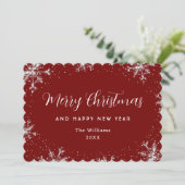 Elegant Snowflake Red Silver Botanical シーズンカード (スタンド正面)