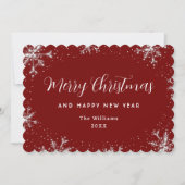 Elegant Snowflake Red Silver Botanical シーズンカード (正面)