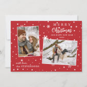 Elegant Snowflakes 2 Photo Red Merry Christmas シーズンカード (正面)