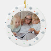 Elegant snowflakes and dots custom photo セラミックオーナメント (裏面)