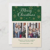 Elegant Snowflakes Family Photo Christmas シーズンカード (正面)