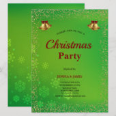 Elegant Snowflakes Green Christmas Invitation 招待状 (正面/裏面)