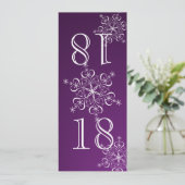 Elegant Snowflakes Purple Table Number 招待状 (スタンド正面)