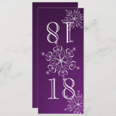 Elegant Snowflakes Purple Table Number 招待状 (正面/裏面)