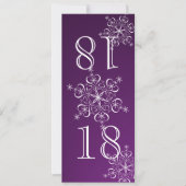 Elegant Snowflakes Purple Table Number 招待状 (正面)