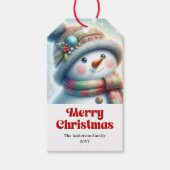 Elegant Snowman Kids Gift Tag Personalized Xmas ギフトタグ (正面)