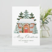 Elegant Snowy Brick Home Christmas Non-Photo シーズンカード (スタンド正面)