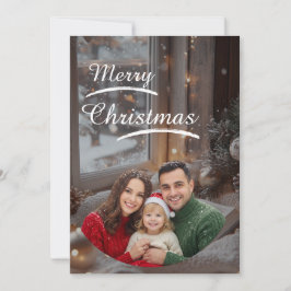 ❄️Elegant Snowy Christmas Family Photo Card セーブザデート