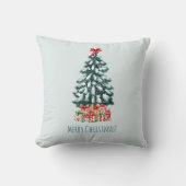 Elegant Snowy Christmas Tree クッション (正面)