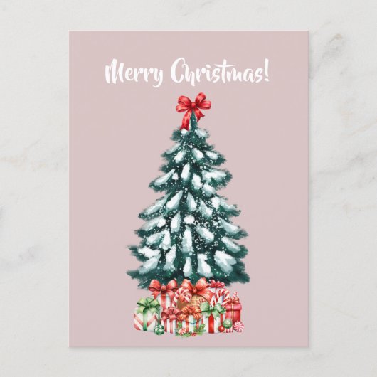 Elegant Snowy Christmas Tree Postcard ポストカード (正面)