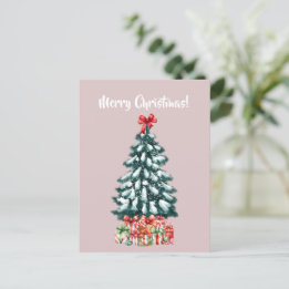 Elegant Snowy Christmas Tree Postcard ポストカード