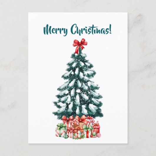 Elegant Snowy Christmas Tree Postcard ポストカード (正面)
