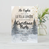 Elegant Snowy Hill Pine Winter Christmas Party  招待状 (スタンド正面)