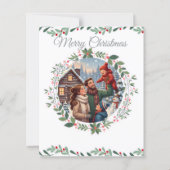 Elegant Snowy White Christmas Family Photo Card (正面)