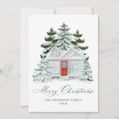 Elegant Snowy Winter Home Christmas Non-Photo シーズンカード (正面)