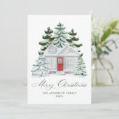 Elegant Snowy Winter Home Christmas Non-Photo シーズンカード (スタンド正面)