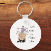 elegant sofft cool boba tea easthetic キーホルダー (正面)