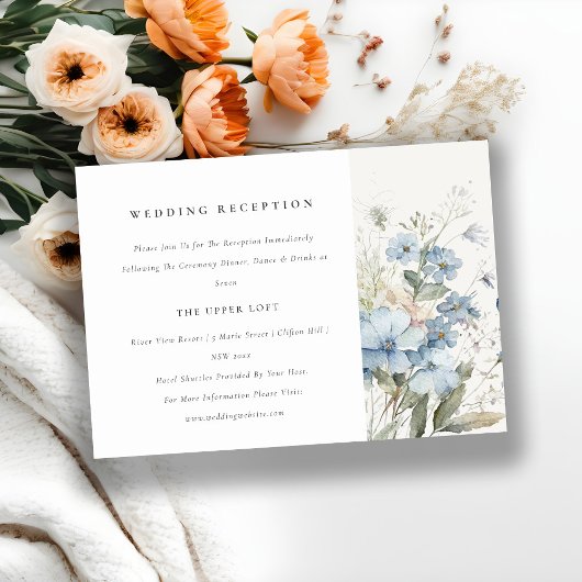 Elegant Soft Blue Floral Wedding Decor エンクロージャーカード