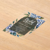 Elegant Soft Blue Hydrangea Bridal Shower アクリル招待状 (レイダウン)