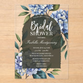 Elegant Soft Blue Hydrangea Bridal Shower アクリル招待状 (正面)