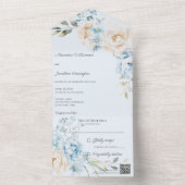 Elegant Soft Blue on Blue Floral Wedding オールインワン招待状 (内側)