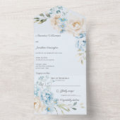 Elegant Soft Blue on Blue Floral Wedding オールインワン招待状 (内側)