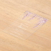 Elegant Soft Blush Lavender Floral Wedding アクリル招待状 (レイダウン)