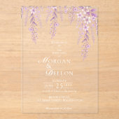 Elegant Soft Blush Lavender Floral Wedding アクリル招待状 (正面)