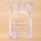 Elegant Soft Blush Lavender Floral Wedding アクリル招待状 (正面)